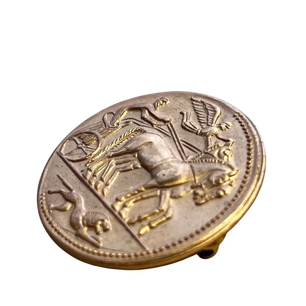 Rare MCM Ancient Egyptian Revival Gold Plated Signed Wallenberg Brooch